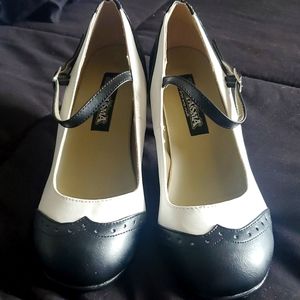 Funtasma white and black flapper heels